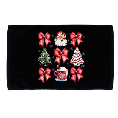 Retro Christmas Coquette Bow Santa Coffee Cake Holiday Women Microfiber Hand Towel