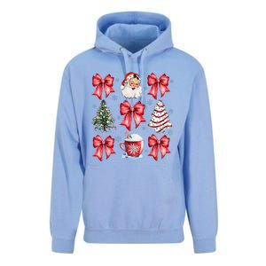 Retro Christmas Coquette Bow Santa Coffee Cake Holiday Women Unisex Surf Hoodie