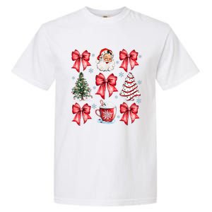 Retro Christmas Coquette Bow Santa Coffee Cake Holiday Women Garment-Dyed Heavyweight T-Shirt