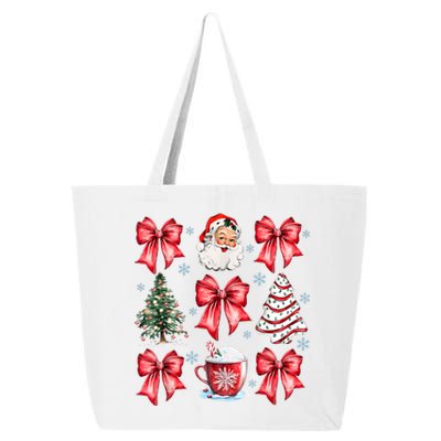 Retro Christmas Coquette Bow Santa Coffee Cake Holiday Women 25L Jumbo Tote