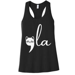 Retro Cat Comma La Kamala Harris For President 2024 Election Gift Women's Racerback Tank