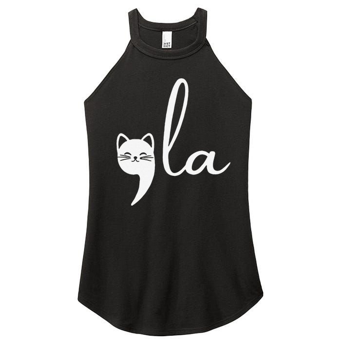 Retro Cat Comma La Kamala Harris For President 2024 Election Gift Women's Perfect Tri Rocker Tank