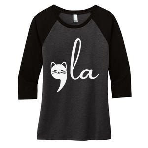 Retro Cat Comma La Kamala Harris For President 2024 Election Gift Women's Tri-Blend 3/4-Sleeve Raglan Shirt