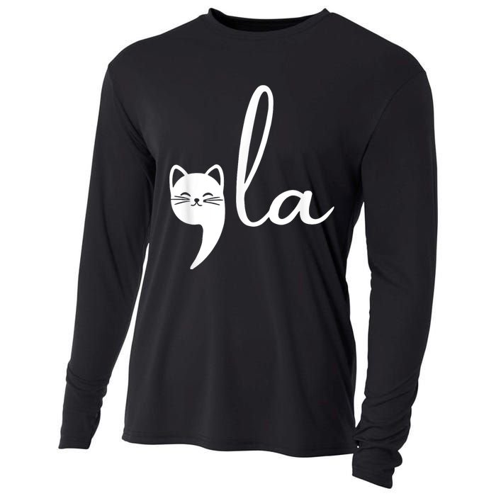 Retro Cat Comma La Kamala Harris For President 2024 Election Cooling Performance Long Sleeve Crew