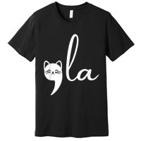 Retro Cat Comma La Kamala Harris For President 2024 Election Premium T-Shirt