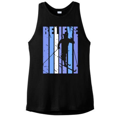 Retro Cross Country Skiing Winter Ice Sports Snow Cute Gift Ladies PosiCharge Tri-Blend Wicking Tank