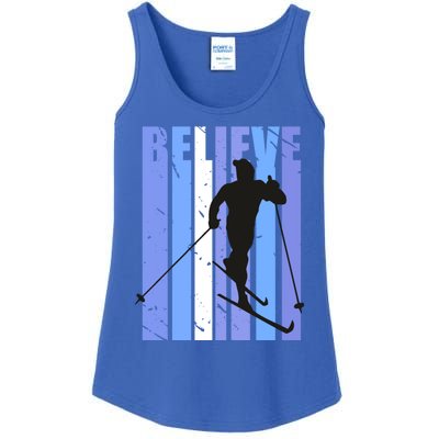 Retro Cross Country Skiing Winter Ice Sports Snow Cute Gift Ladies Essential Tank