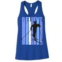 Retro Cross Country Skiing Winter Ice Sports Snow Cute Gift Women's Racerback Tank