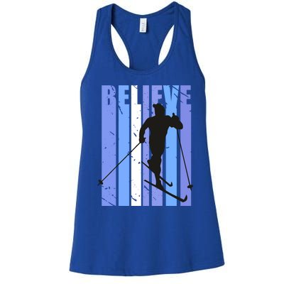 Retro Cross Country Skiing Winter Ice Sports Snow Cute Gift Women's Racerback Tank