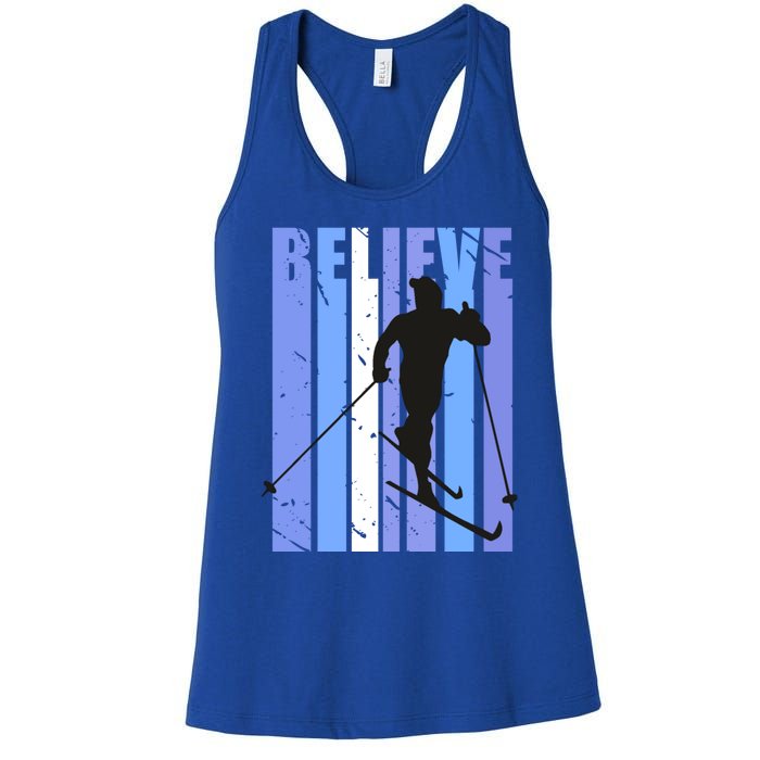 Retro Cross Country Skiing Winter Ice Sports Snow Cute Gift Women's Racerback Tank