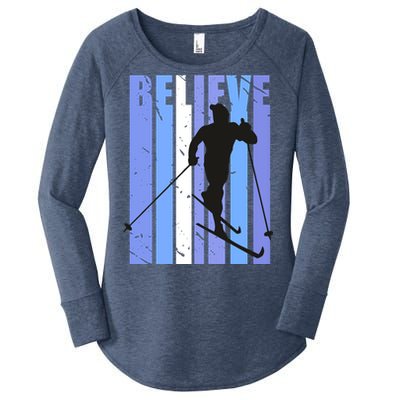 Retro Cross Country Skiing Winter Ice Sports Snow Cute Gift Women's Perfect Tri Tunic Long Sleeve Shirt