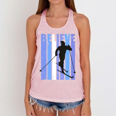 Retro Cross Country Skiing Winter Ice Sports Snow Cute Gift Women's Knotted Racerback Tank