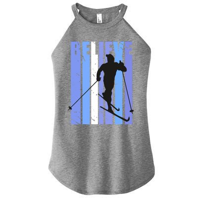 Retro Cross Country Skiing Winter Ice Sports Snow Cute Gift Women's Perfect Tri Rocker Tank