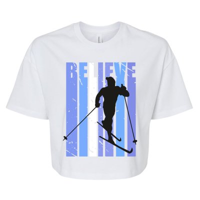 Retro Cross Country Skiing Winter Ice Sports Snow Cute Gift Bella+Canvas Jersey Crop Tee