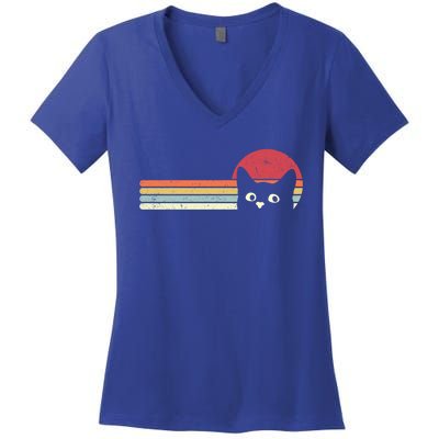 Retro Cat Cool Gift For Kitten Lovers Women's V-Neck T-Shirt