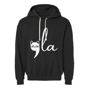 Retro Cat Comma La Kamala Harris For President 2024 Election Garment-Dyed Fleece Hoodie