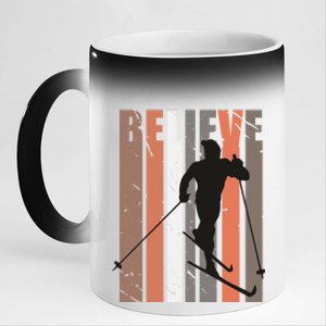 Retro Cross Country Skiing Winter Sports Motivational Great Gift 11oz Black Color Changing Mug