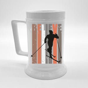 Retro Cross Country Skiing Winter Sports Motivational Great Gift Beer Stein