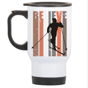 Retro Cross Country Skiing Winter Sports Motivational Great Gift Stainless Steel Travel Mug