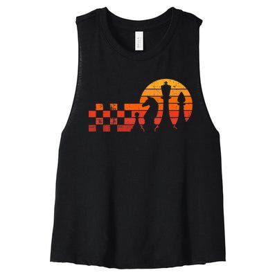 Retro Chess, Chess Club, Chess Player Women's Racerback Cropped Tank