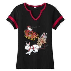 Rabbit Christmas Cool Gift Ladies Halftime Notch Neck Tee