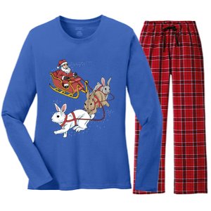 Rabbit Christmas Cool Gift Women's Long Sleeve Flannel Pajama Set 