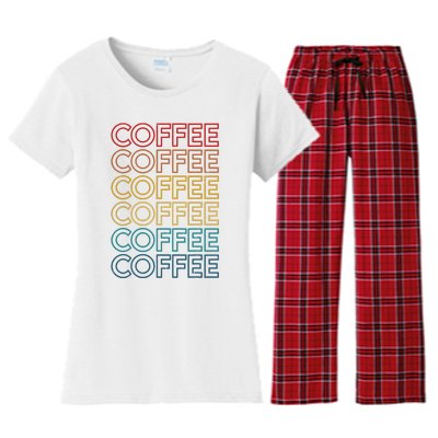 Retro Coffee Coffee Coffee Art Vintage Coffee Addicts Women's Flannel Pajama Set