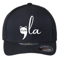 Retro Cat Comma La Kamala Harris For President 2024 Election Flexfit Unipanel Trucker Cap