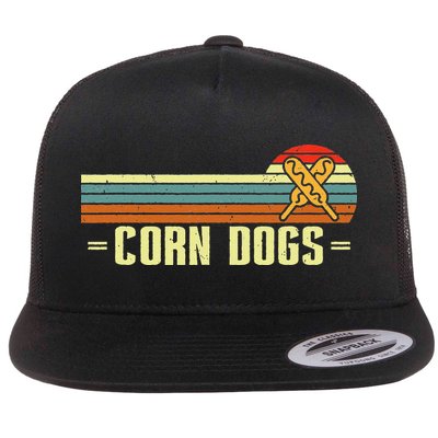 Retro Corn Dogs Make Hot Dogs On Stick Corn Dog Lover Flat Bill Trucker Hat