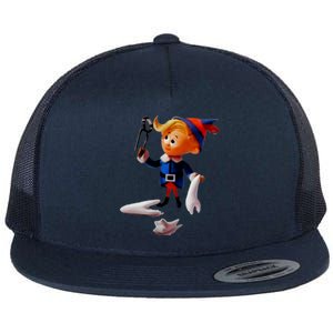 Retro Christmas Dentist Hermey The Elf Cool Gift Flat Bill Trucker Hat