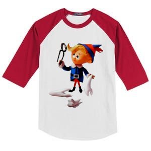 Retro Christmas Dentist Hermey The Elf Cool Gift Kids Colorblock Raglan Jersey