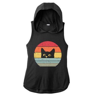 Retro Cat Daddy Vintage Style Cat Kitty Lover Ladies PosiCharge Tri-Blend Wicking Draft Hoodie Tank