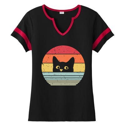 Retro Cat Daddy Vintage Style Cat Kitty Lover Ladies Halftime Notch Neck Tee