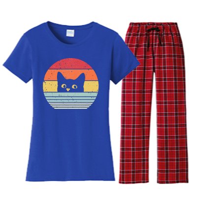 Retro Cat Daddy Vintage Style Cat Kitty Lover Women's Flannel Pajama Set