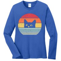 Retro Cat Daddy Vintage Style Cat Kitty Lover Ladies Long Sleeve Shirt