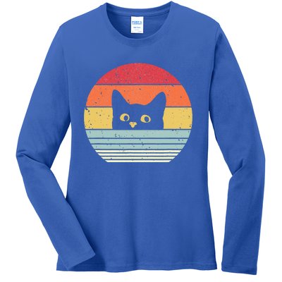 Retro Cat Daddy Vintage Style Cat Kitty Lover Ladies Long Sleeve Shirt