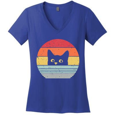 Retro Cat Daddy Vintage Style Cat Kitty Lover Women's V-Neck T-Shirt