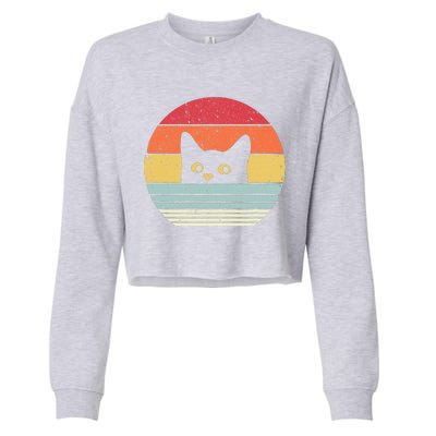 Retro Cat Daddy Vintage Style Cat Kitty Lover Cropped Pullover Crew