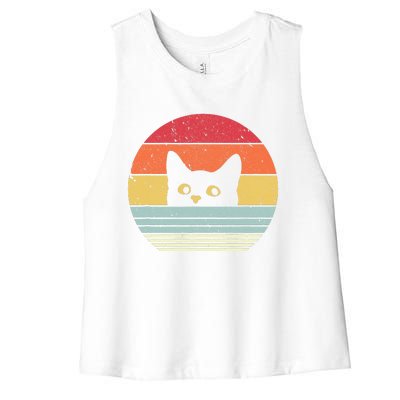 Retro Cat Daddy Vintage Style Cat Kitty Lover Women's Racerback Cropped Tank