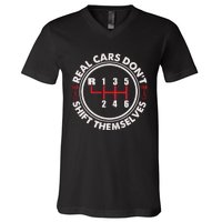 Real Cars Don't Shift Themselves Funny Auto Racing Mechanic V-Neck T-Shirt