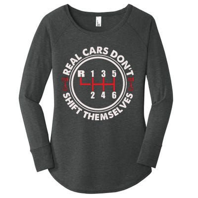 Real Cars Don't Shift Themselves Funny Auto Racing Mechanic Women's Perfect Tri Tunic Long Sleeve Shirt