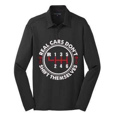 Real Cars Don't Shift Themselves Funny Auto Racing Mechanic Silk Touch Performance Long Sleeve Polo