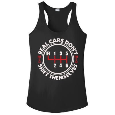 Real Cars Don't Shift Themselves Funny Auto Racing Mechanic Ladies PosiCharge Competitor Racerback Tank