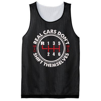 Real Cars Don't Shift Themselves Funny Auto Racing Mechanic Mesh Reversible Basketball Jersey Tank