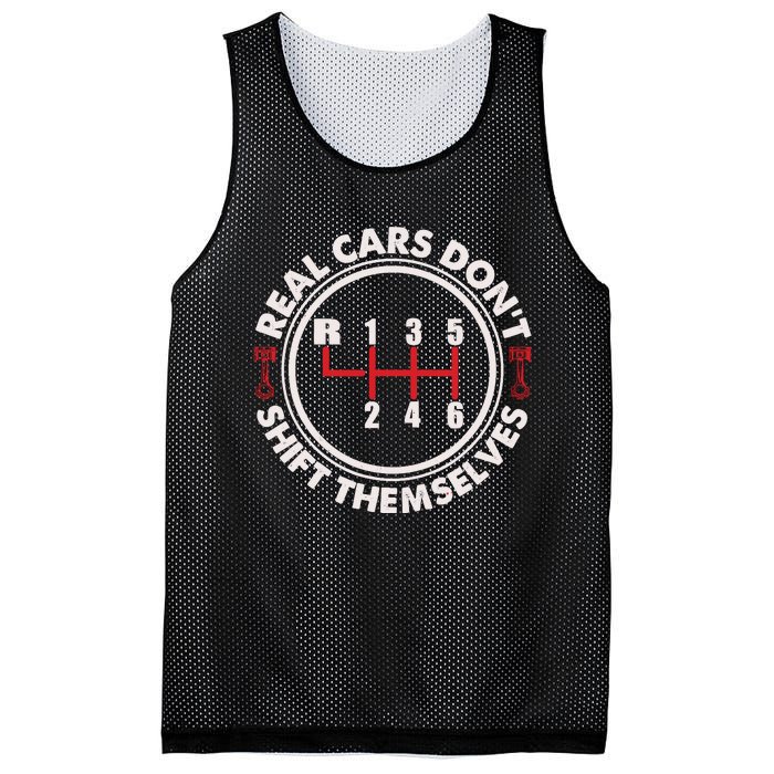 Real Cars Don't Shift Themselves Funny Auto Racing Mechanic Mesh Reversible Basketball Jersey Tank