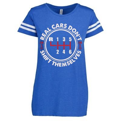 Real Cars Don't Shift Themselves Funny Auto Racing Mechanic Enza Ladies Jersey Football T-Shirt