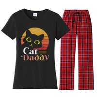 Retro Cat Daddy 80s 90S Style Cat Retro Cat Sunglasses Women's Flannel Pajama Set