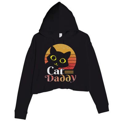 Retro Cat Daddy 80s 90S Style Cat Retro Cat Sunglasses Crop Fleece Hoodie