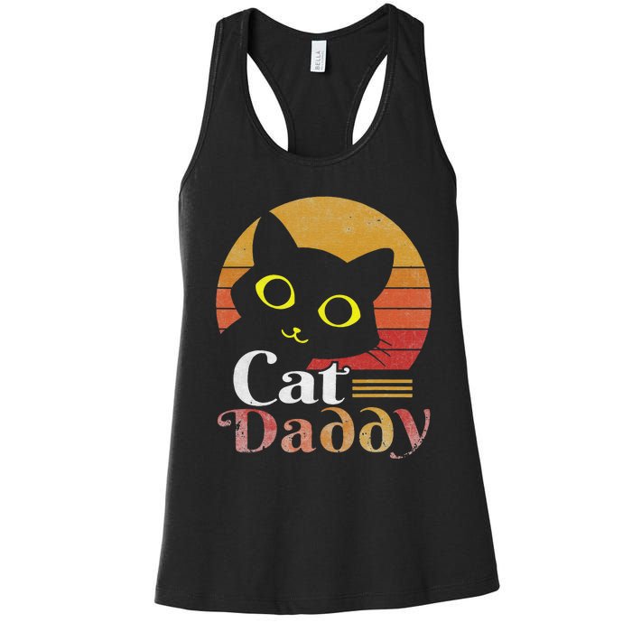 Retro Cat Daddy 80s 90S Style Cat Retro Cat Sunglasses Women's Racerback Tank