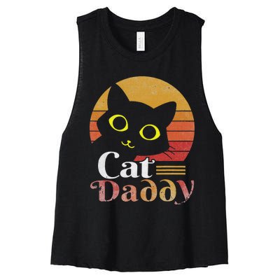 Retro Cat Daddy 80s 90S Style Cat Retro Cat Sunglasses Women's Racerback Cropped Tank